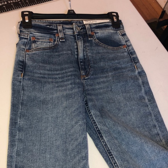 Rag & Bone  Size 24 blue jeans high waist Distressed Skinny “THE NINA” NWT - Picture 1 of 15